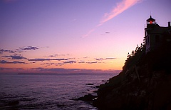 Sunset Behind Bass Harbor Lighthouse in Maine